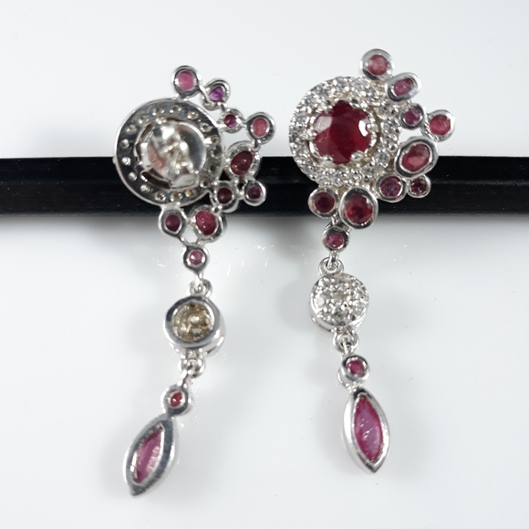 NEW! Red Ruby Earrings on Sterling Silver - Picture 3 of 3